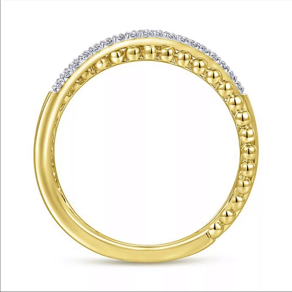 New Delicate Yellow Gold Twist Style Diamond Ring - Picture 5 of 6